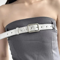 Silver Metal Buckle Leather Belt — dettaglio della stampa