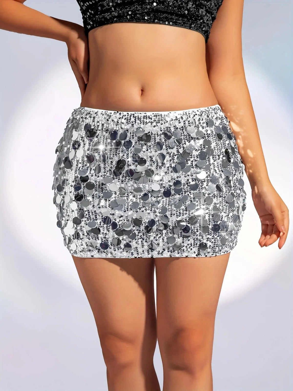 Silver Sequin Bodycon Mini Skirt — dettaglio della stampa