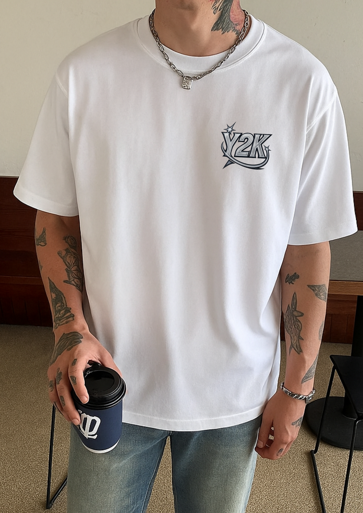 Silver Star Graphic Heavyweight T Shirt — vista laterale