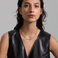 Simulated Pearl Layered Stacking Necklace — dettaglio