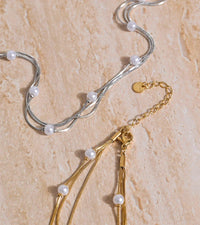 Simulated Pearl Layered Stacking Necklace — in alternativa