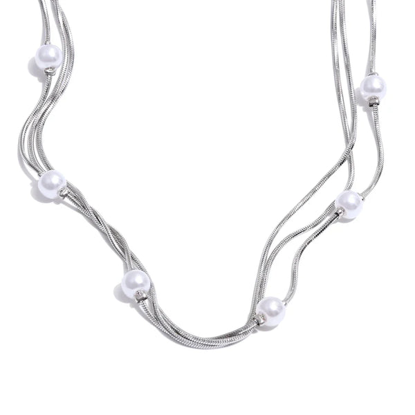 Y2K Simulated Pearl Layered Stacking Necklace