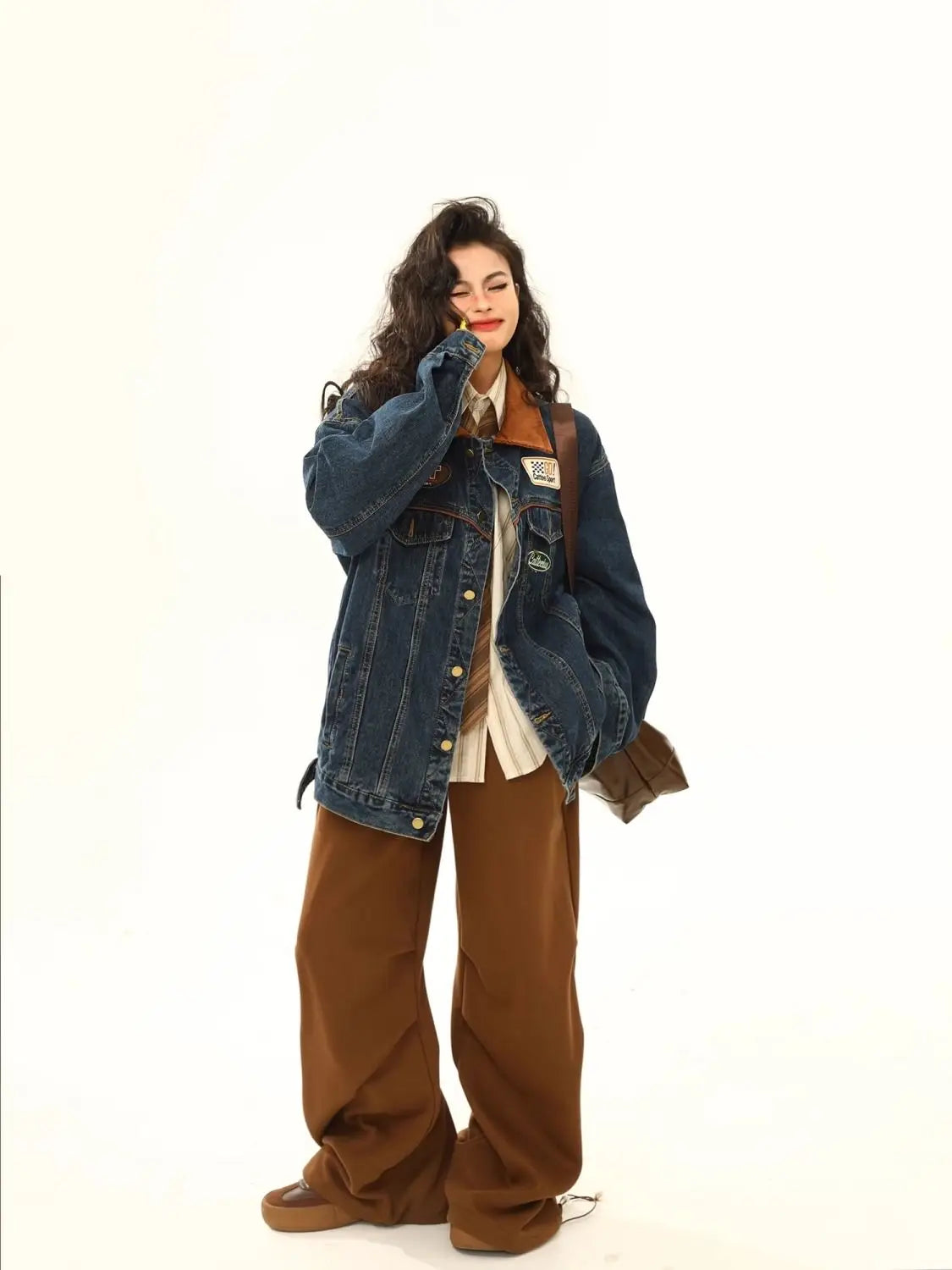 Single Breasted Baggy Denim Jacket — dettaglio