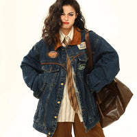 Single Breasted Baggy Denim Jacket — vista frontale