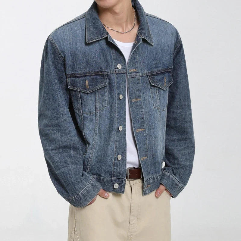 Single Breasted Button Up Denim Jacket — dettaglio