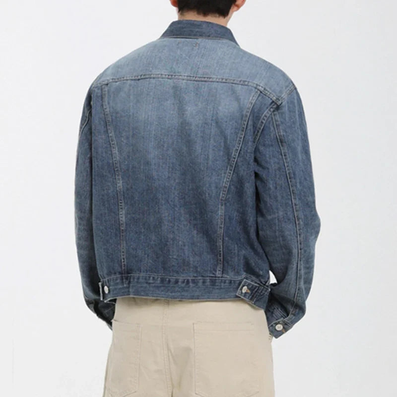 Single Breasted Button Up Denim Jacket — vista laterale