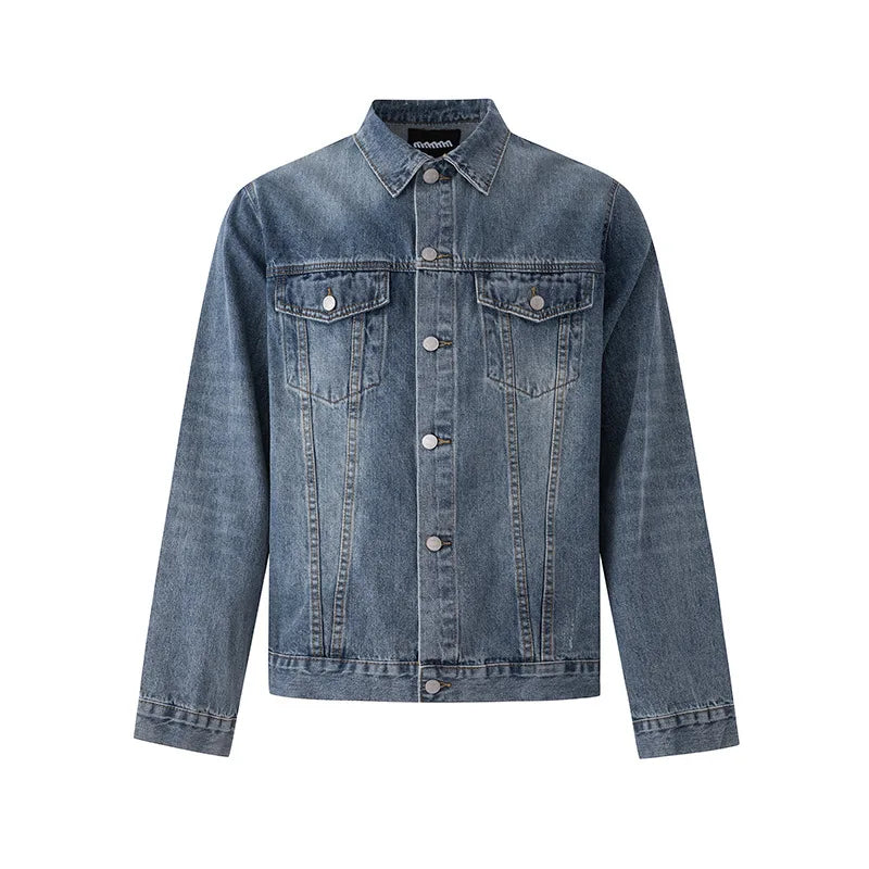 Single Breasted Button Up Denim Jacket — vista frontale