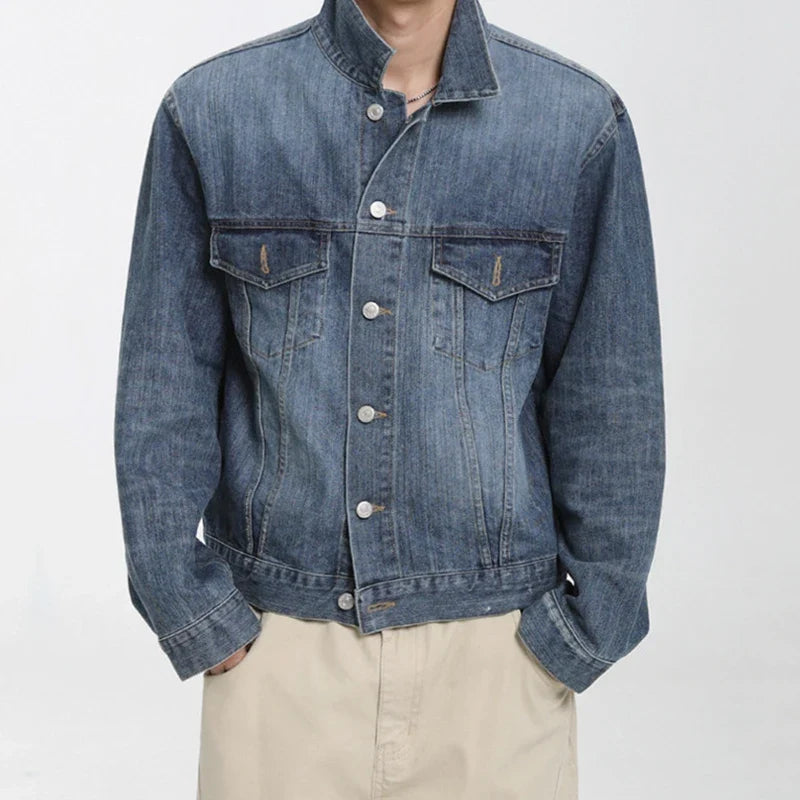 Single Breasted Button Up Denim Jacket — vista posteriore