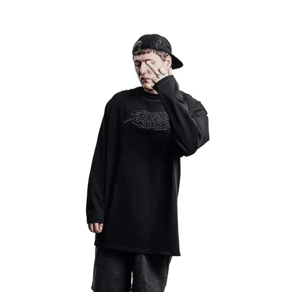 Y2K Skull Crutch Graphic Long Sleeve Top