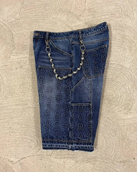 Skull Print Denim Carpenter Jorts — vista laterale