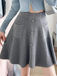 Slim Knit High Waist A Line Mini Skirt — dettaglio