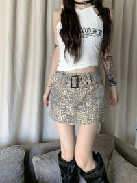 Slim Leopard Print Denim Mini Skirt — in alternativa