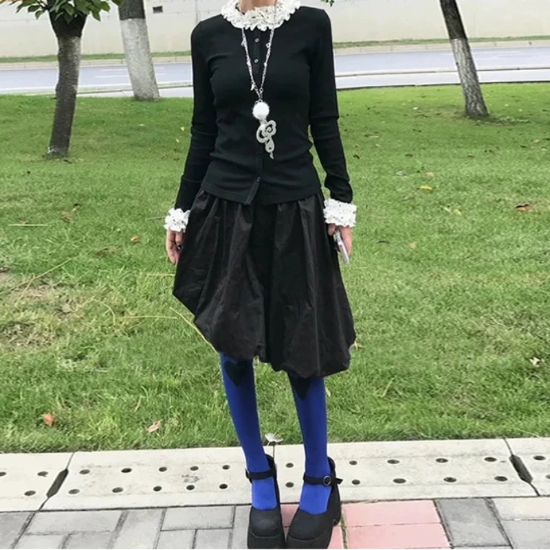 Slim Patchwork Fairycore Cardigan Knit Sweater — vista frontale