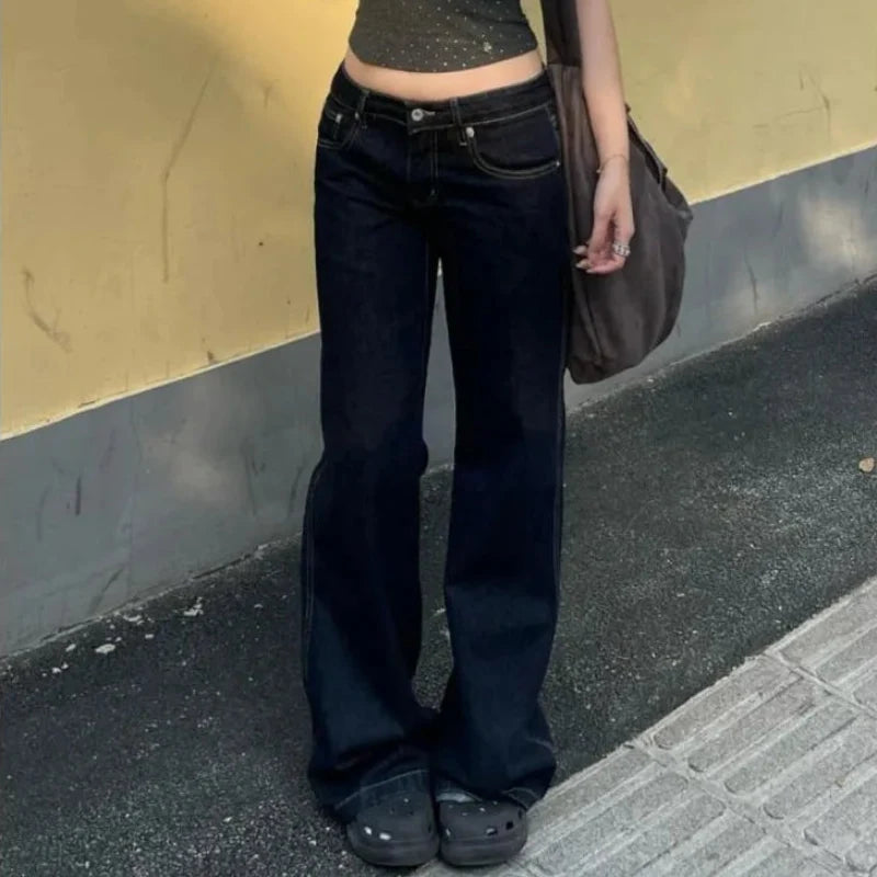 Slimming Versatile Low Waist Wide Leg Jeans — vista posteriore