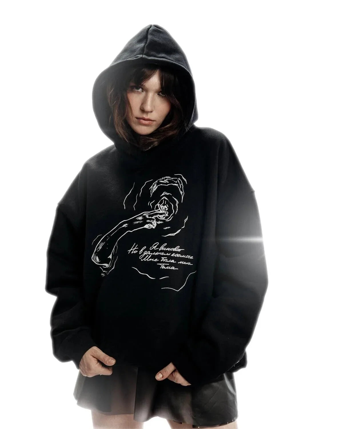 Smoking Portrait Graphic Hoodie — vista laterale