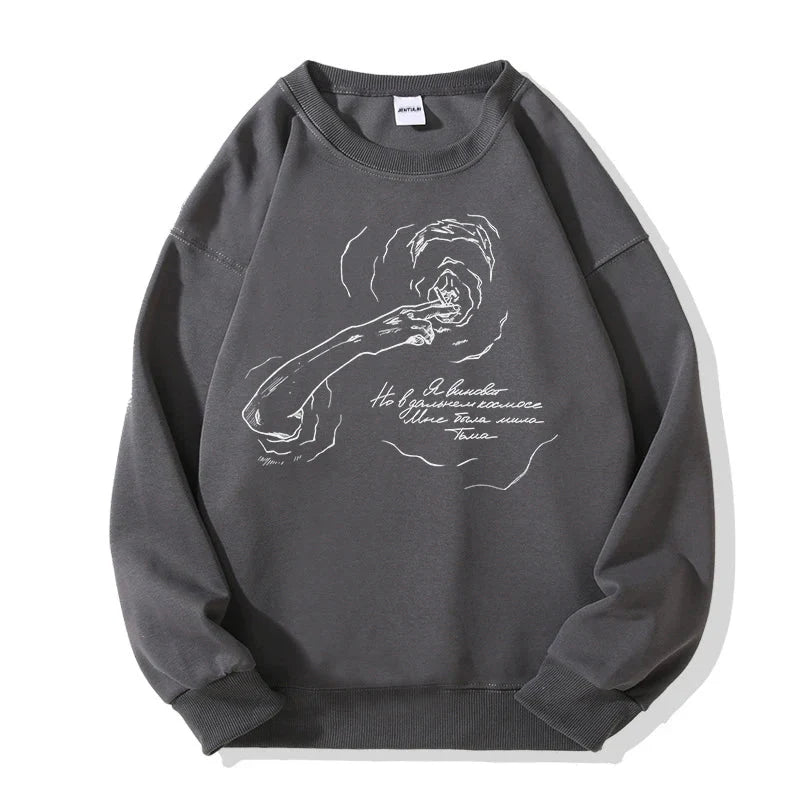 Smoking Portrait Graphic Hoodie — vista posteriore