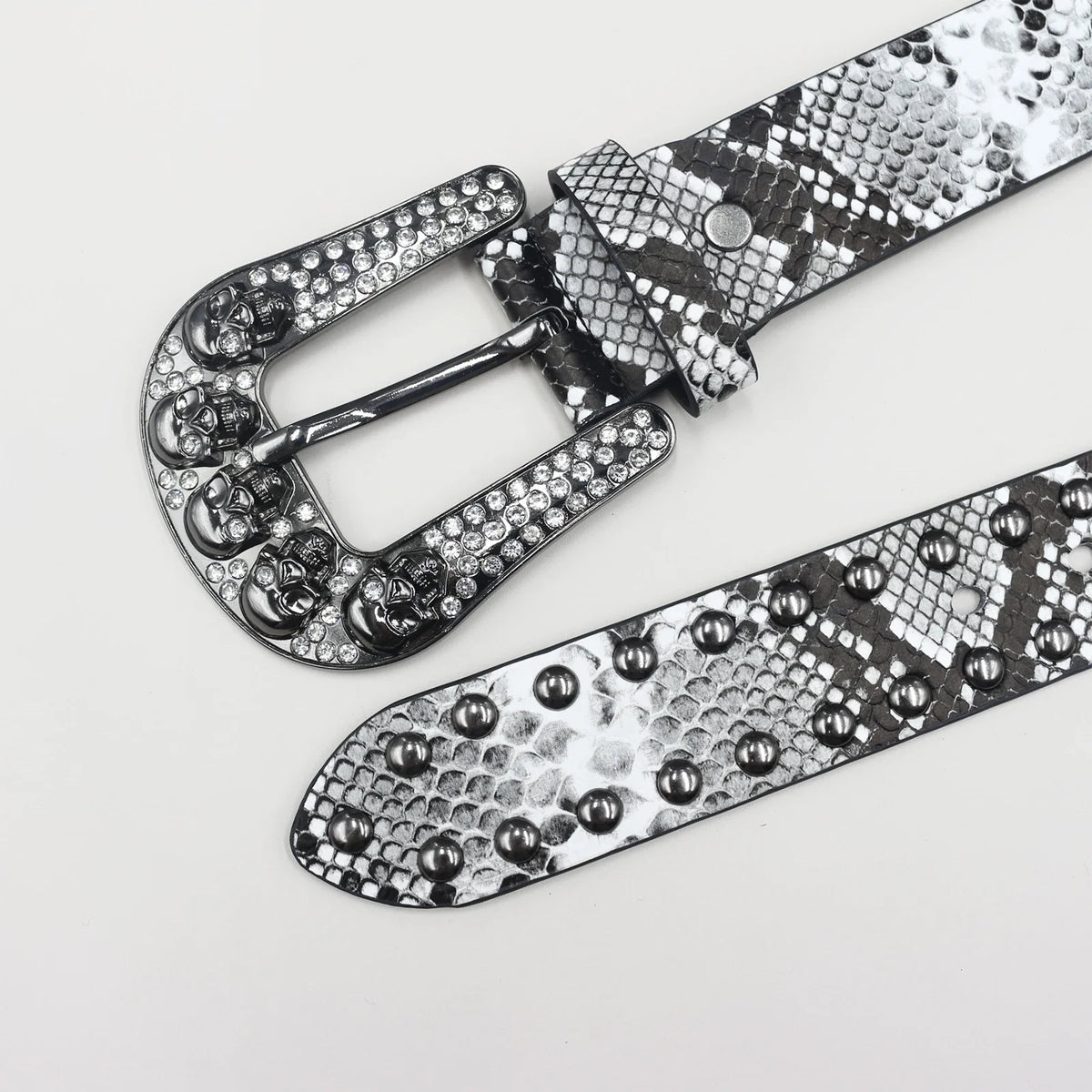 Snakeskin Studded Big Buckle Belt — vista frontale