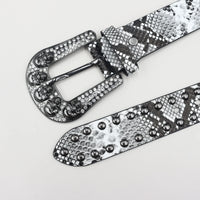 Snakeskin Studded Big Buckle Belt — vista frontale