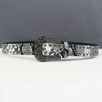 Snakeskin Studded Big Buckle Belt — vista posteriore