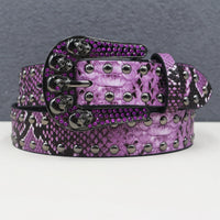 Snakeskin Studded Big Buckle Belt — vista posteriore