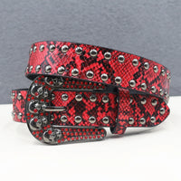 Snakeskin Studded Big Buckle Belt — dettaglio