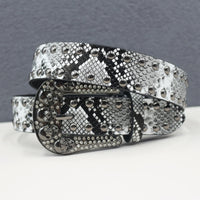 Snakeskin Studded Big Buckle Belt — vista frontale
