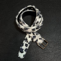 Snow Leopard Print Faux Fur and Leather Belt — vista frontale