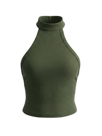 Solid Colour Sleeveless Backless Slim Halter Top — dettaglio della stampa