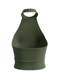 Solid Colour Sleeveless Backless Slim Halter Top — in alternativa