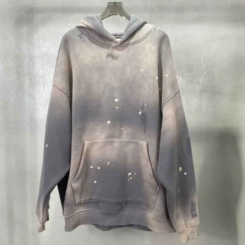 Speckled Ink Faded Distressed Baggy Hoodie — vista posteriore