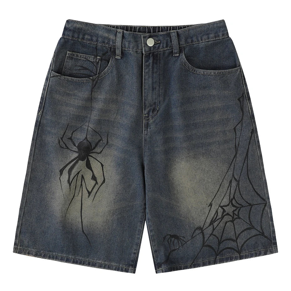 Spider Cobweb Graphic Jorts — vista frontale