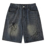 Y2K Spider Cobweb Graphic Jorts