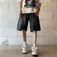 Spider Denim Jean Shorts Jorts — vista posteriore