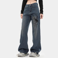 Spider Print Graphic Denim Jeans — vista posteriore