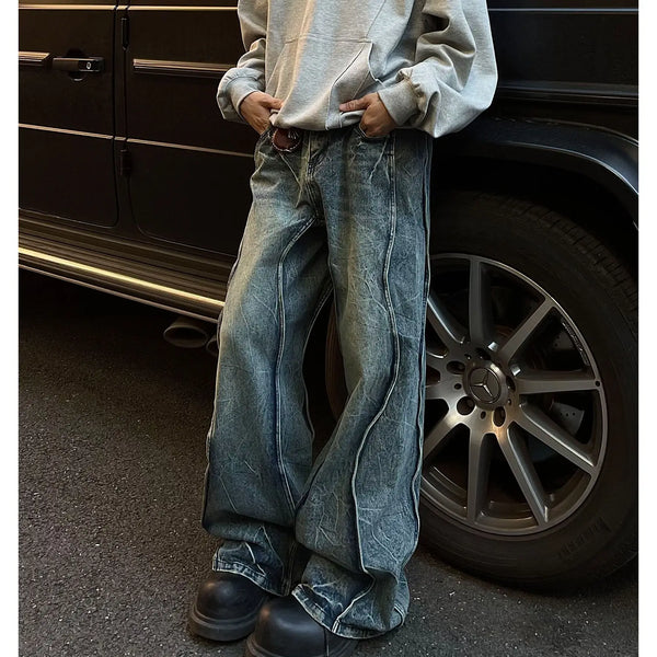 Spliced Flare Baggy Jeans — vista frontale