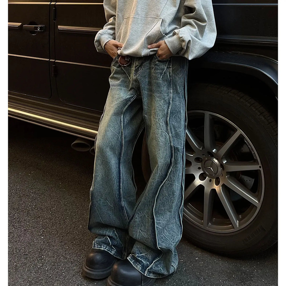 Spliced Flare Baggy Jeans — vista posteriore