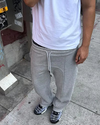 Spliced Straight Leg Sweatpants Jogger Trousers — vista laterale