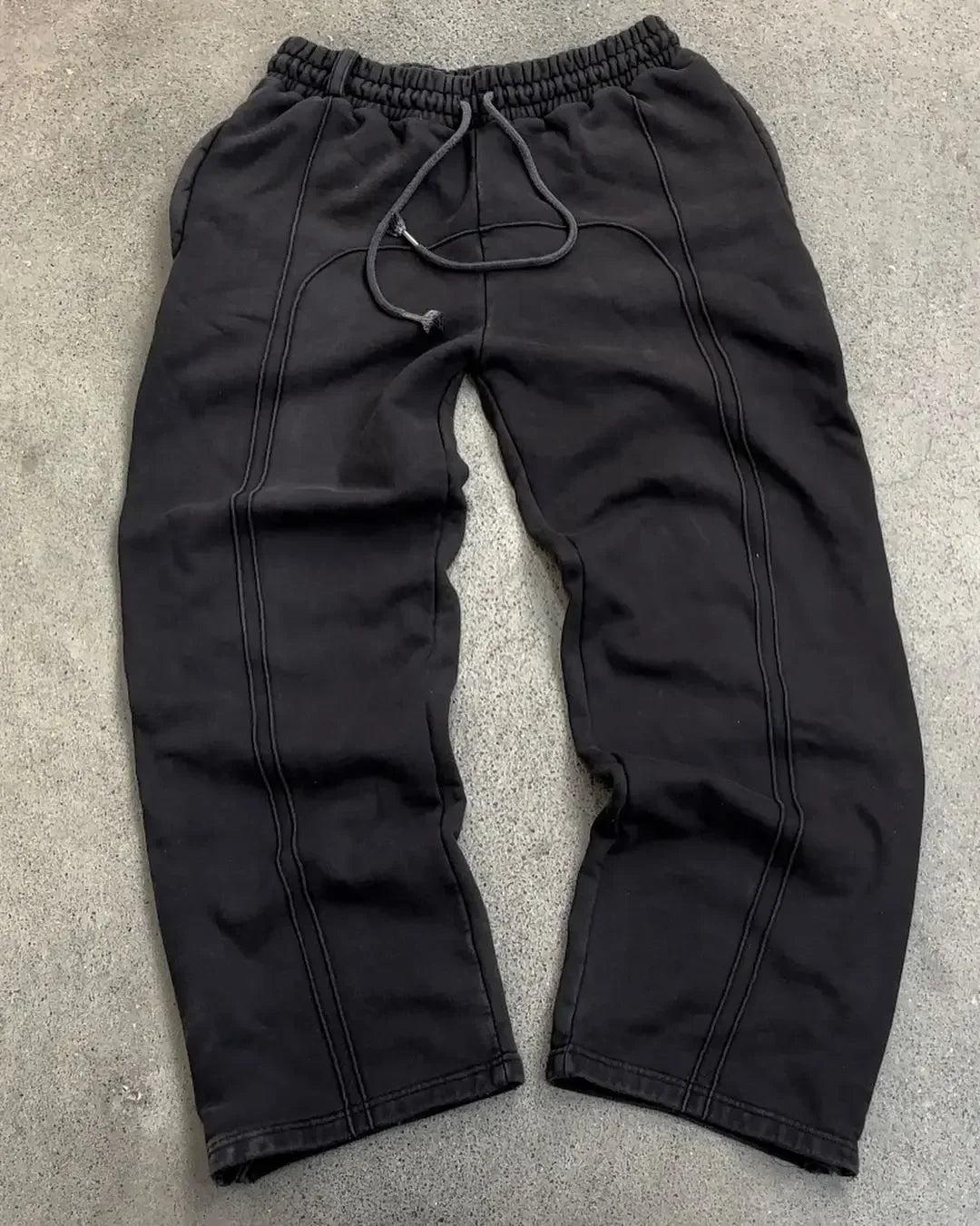 Spliced Straight Leg Sweatpants Jogger Trousers — vista frontale