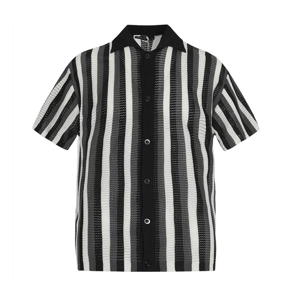 Spliced Striped Knitted Cardigan — vista frontale