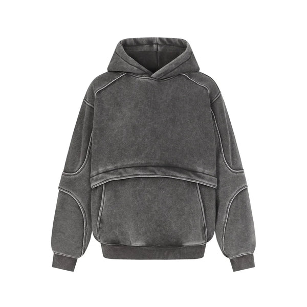 Spliced Washed Hoodie — vista frontale