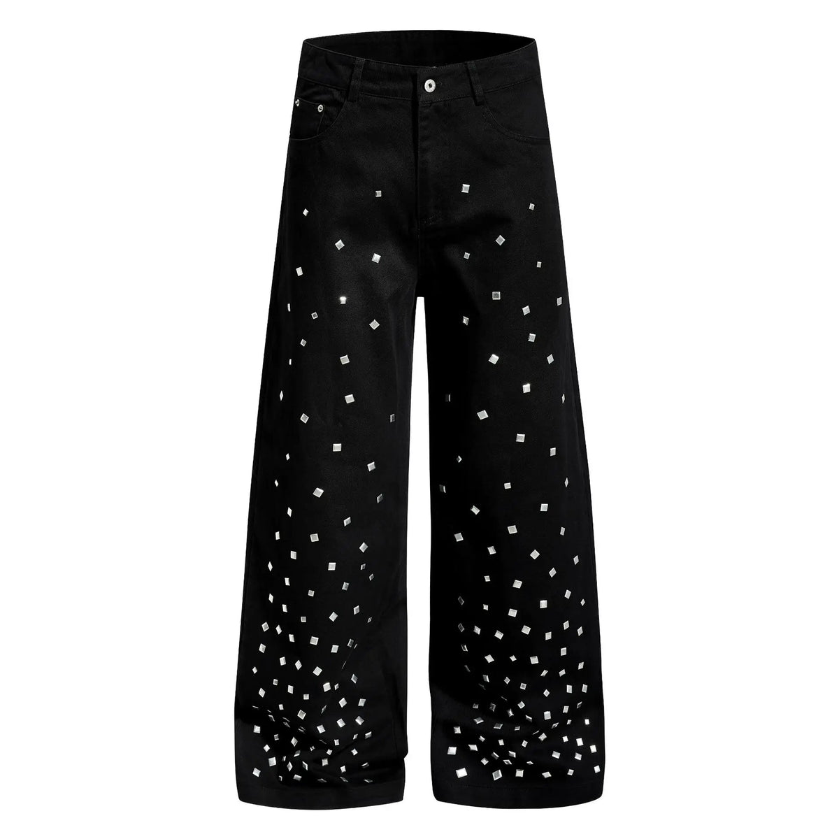 Square Rhinestone Wide Leg Jeans — vista posteriore