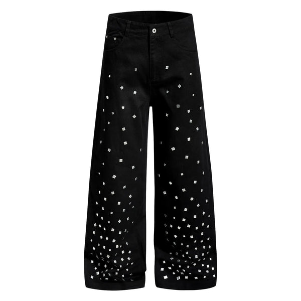 Y2K Square Rhinestone Wide Leg Jeans