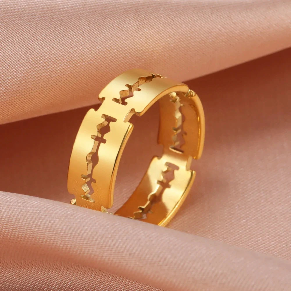 Stainless Steel Blade Ring — dettaglio del tessuto