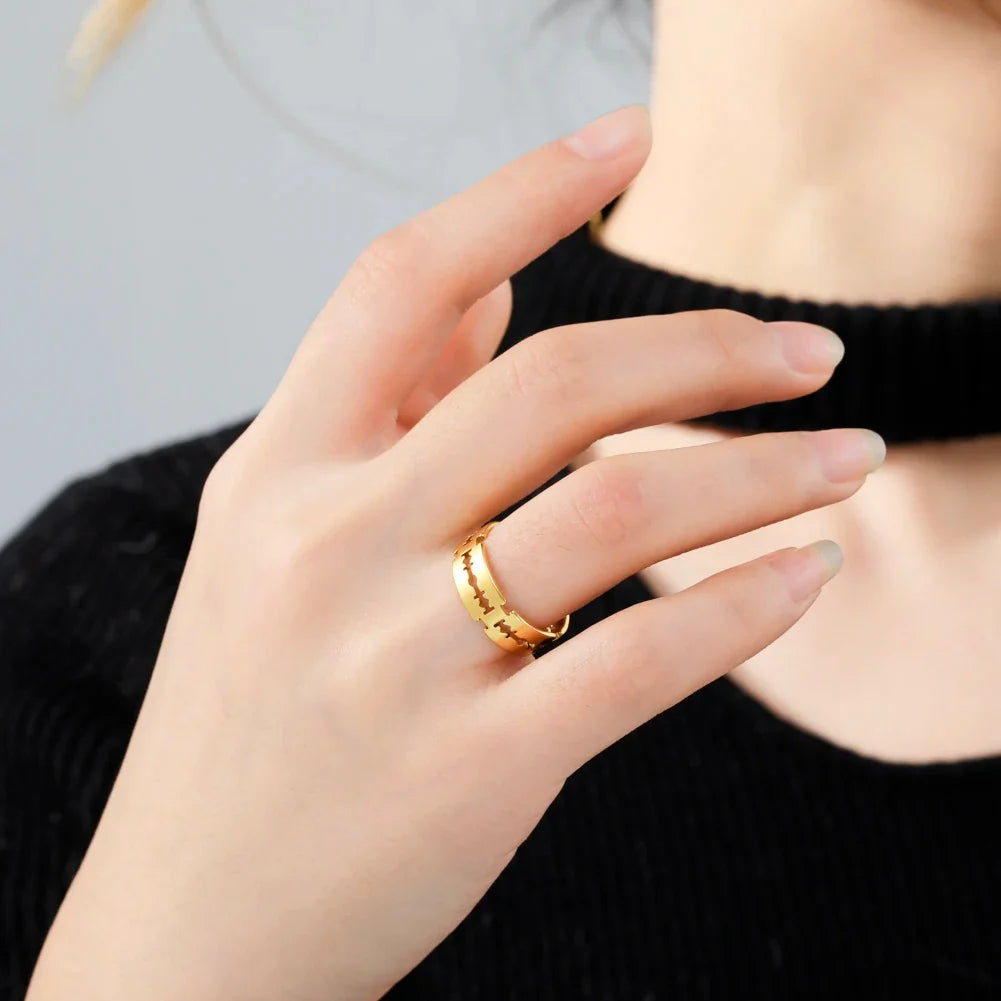 Stainless Steel Blade Ring — vista completa