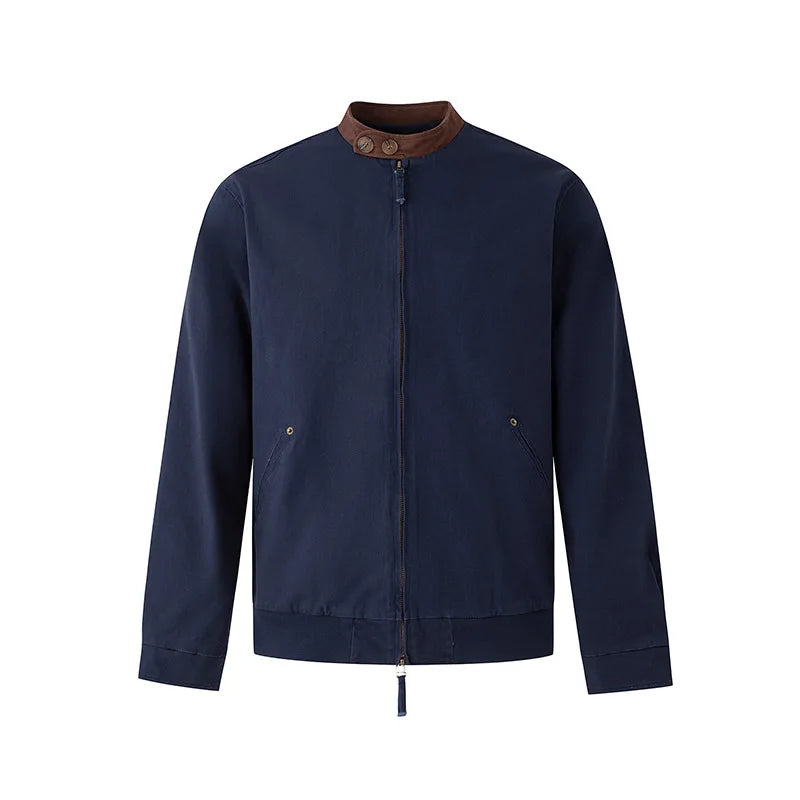 Stand Collar Slim Zip Up Jacket — vista frontale