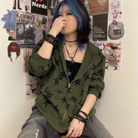 Star Collage Print Full Zip Up Hoodie — dettaglio della stampa