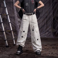 Star Graphic Print Distressed Cargo Denim Jeans — in alternativa