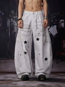 Y2K Star Graphic Print Distressed Cargo Denim Jeans