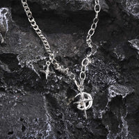 Star Moon Inlay Gem Pendant Necklace — dettaglio