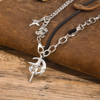 Star Moon Inlay Gem Pendant Necklace — vista frontale
